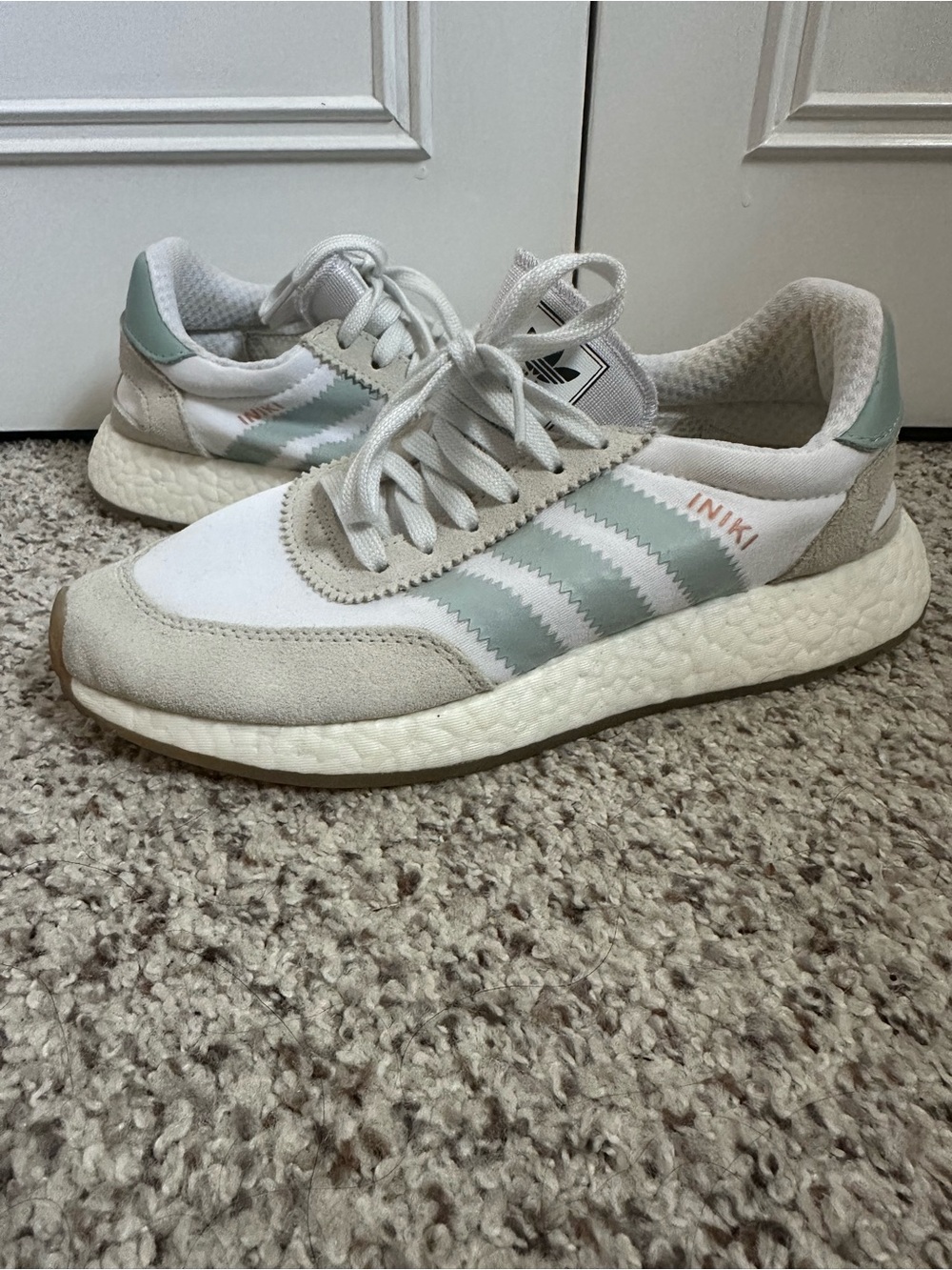Women's Retro Adidas Runner in White and Mint